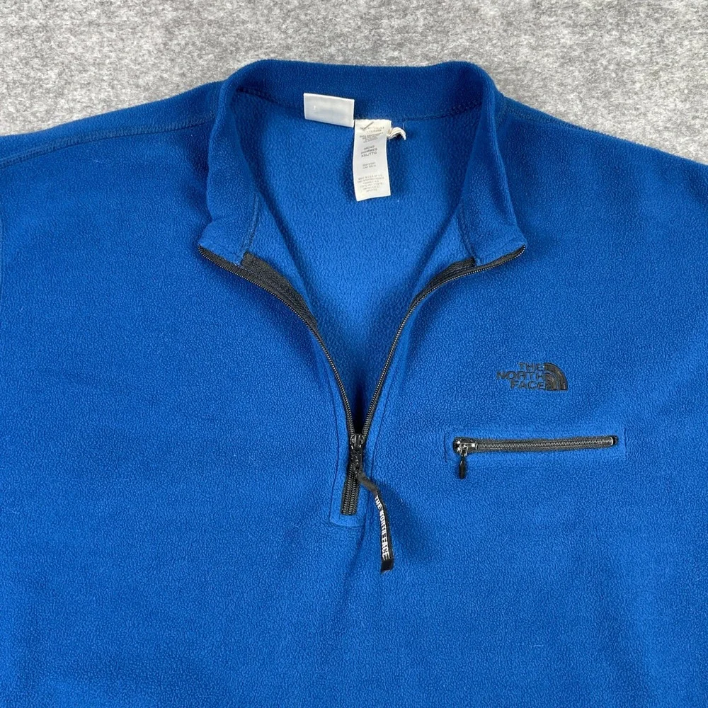 The North Face Fleece Pullover Mens XXL Blue Black 1/4 Zip TKA 100 Hiking Active